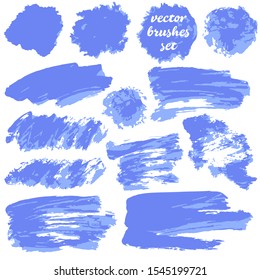 Vector illustration. Collection of paint, ink brush strokes, brushes, blots, grungy. Dirty design elements