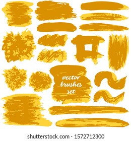Vector illustration. Collection of paint, ink brush strokes, brushes, blots, grungy. Dirty design elements