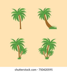 vector illustration collection of palm tree. can use for any design nature or tropic topic. flat design. icon tree, set palm tree for background