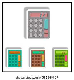 Vector illustration collection in paper sticker style of calculator