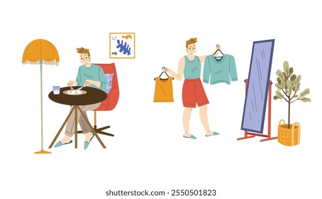 vector illustration of collection of people activities with a flat and elegant design concept