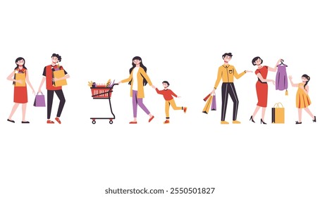 vector illustration of collection of people activities with a flat and elegant design concept