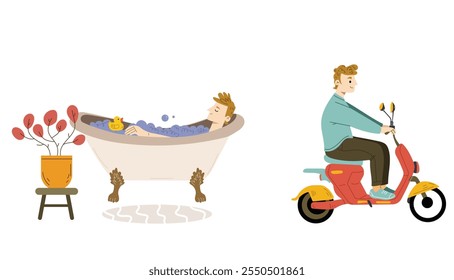 vector illustration of collection of people activities with a flat and elegant design concept