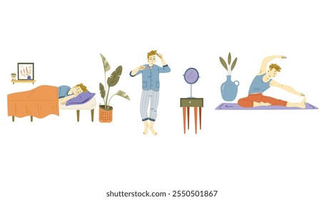 vector illustration of collection of people activities with a flat and elegant design concept