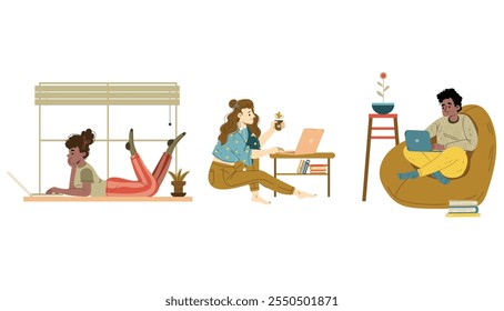 vector illustration of collection of people activities with a flat and elegant design concept