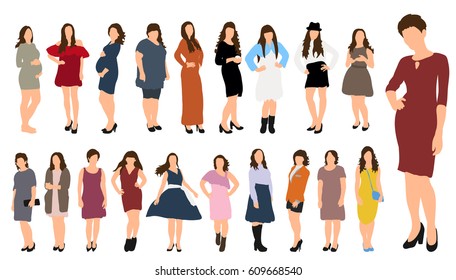 Vector, illustration, collection people, a set of girls