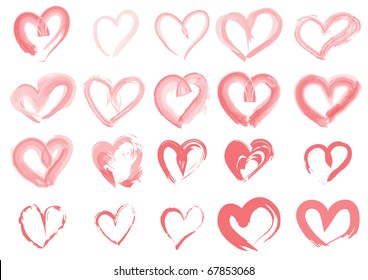 Vector illustration of collection of pink hearts