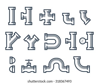 Vector illustration, collection of pipe fittings