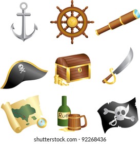 Ilustración vectorial de una colección de iconos piratas