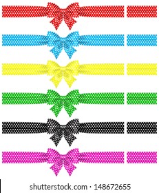 Vector illustration - collection of polka dot bows with ribbons. Created with gradient mesh and blending modes.