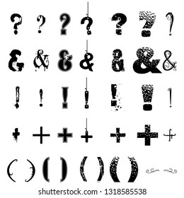 Vector illustration collection of punctuation marks isolated on white background