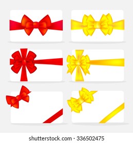 Vector illustration. Collection of red gift bows with ribbons.