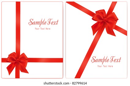 Vector illustration. Collection of red gift bows with ribbons.