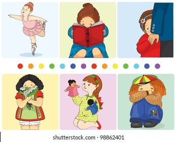 Vector illustration collection representing kids in different situation