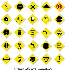 vector illustration of collection of road sign for highway
