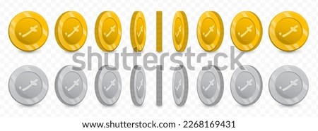 Vector illustration of a collection of Rufiyaa Maldives currency coins in gold colors and grayscale isolated on transparent background (PNG).