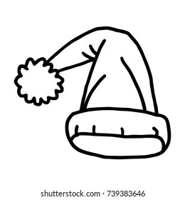 Vector illustration of collection of santa claus hats. Festive decor.