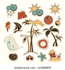 vector illustration of collection of sea beach object