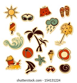 vector illustration of collection of sea beach object
