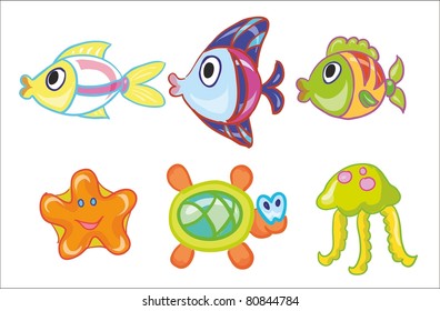 vector illustration- collection of sea  and ocean bed inhabitants