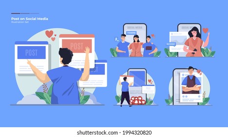 Vector illustration collection set about people and social media concept