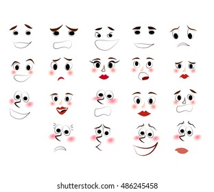 vector illustration . Collection, set of pictures of people's faces and emotions