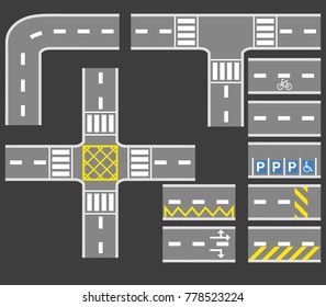 Vector illustration collection set of road white marking