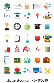 Vector illustration of collection of several educational icons