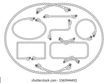 vector illustration of a collection of several rope frames