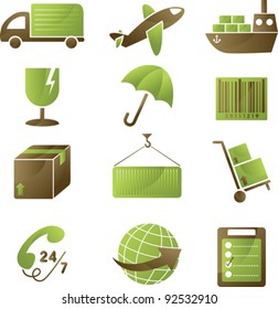 A vector illustration of a collection of shipping icons