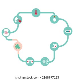 Vector illustration of a collection of sick icons on several parts of the body