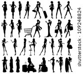 vector illustration of collection of silhouette of woman
