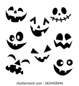 Vector illustration collection with silhouettes of а funny faces for Halloween