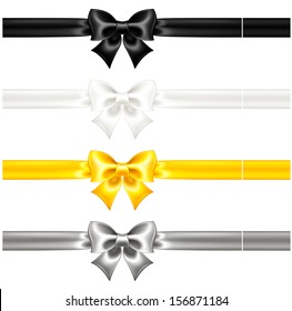 Vector illustration - collection of silk bows with ribbons. Created with gradient mesh.