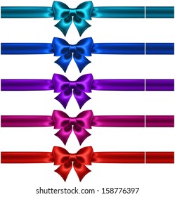 Vector illustration - collection of silk bows in dark colors with ribbons.Created with gradient mesh.