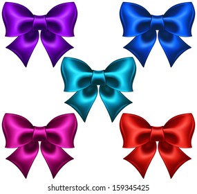 Vector Illustration Collection Silk Colored Bows Stock Vector (Royalty ...