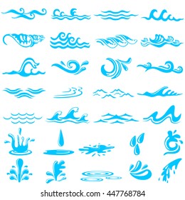 vector illustration of collection of simple ocean wave