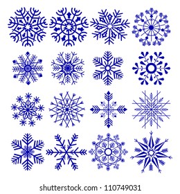 vector illustration of collection of snowflake design