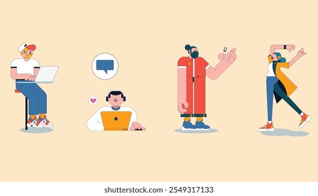 vector illustration of a collection of social media people with a simple and elegant design concept