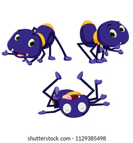 vector illustration of collection of spider cartoon