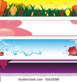 A vector illustration of collection of spring season banners