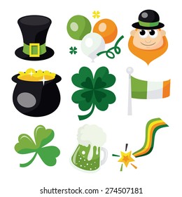 A vector illustration of a collection of st. patrick's day icons