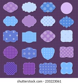 vector illustration. Collection of stickers with polka dot pattern