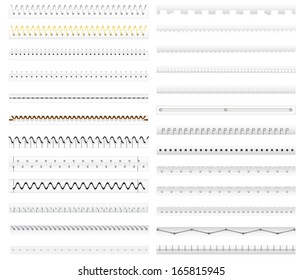 vector illustration of collection of stitch, spiral binding and divider of paper
