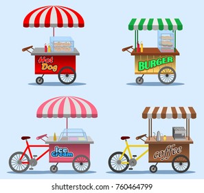 Vector illustration collection of street food stall