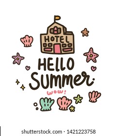 Vector illustration collection of summer vacation items isolated on white background.