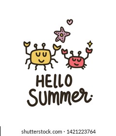 Vector illustration collection of summer vacation items isolated on white background.