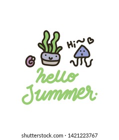 Vector illustration collection of summer vacation items isolated on white background.