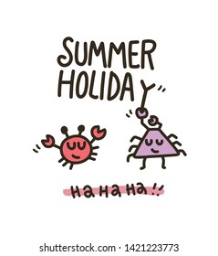 Vector illustration collection of summer vacation items isolated on white background.