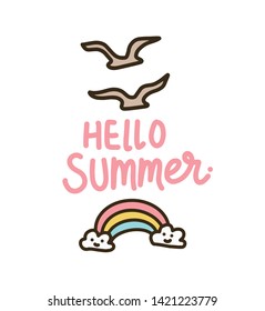 Vector illustration collection of summer vacation items isolated on white background.